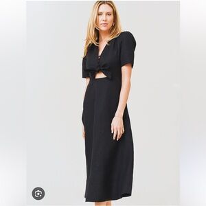 HUNTER BELL Pierce Linen Tie Front Short Sleeve Midi Dress Size 6 *LIKE NEW*